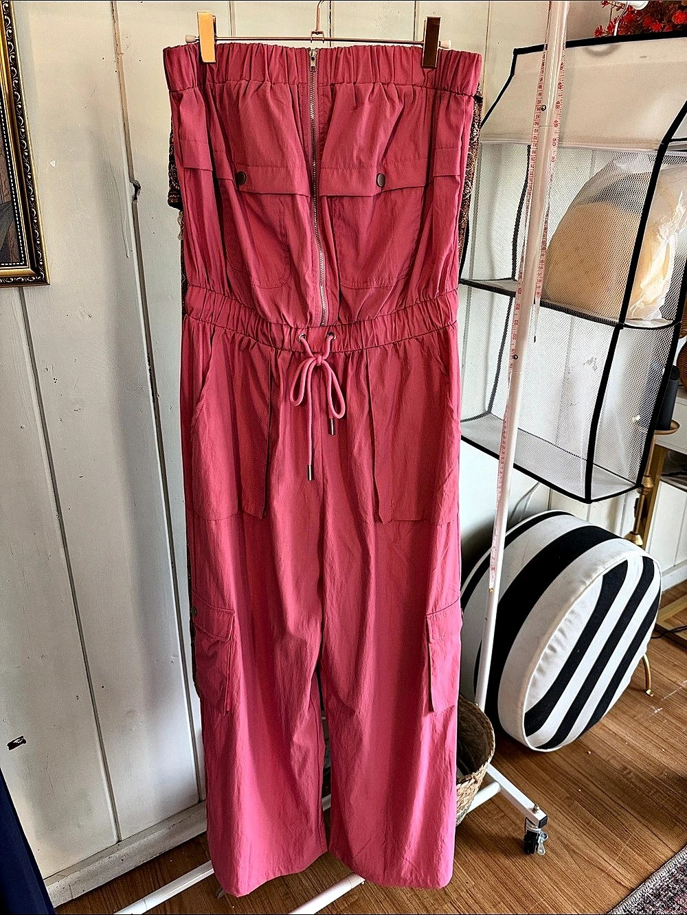 Fashion Nova Open Up Cargo Jumpsuit Pink